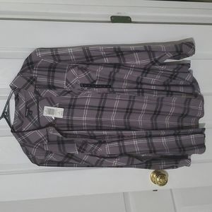 Torrid Taylor - Grey Plaid Twill Button Front Slim Fit Shirt